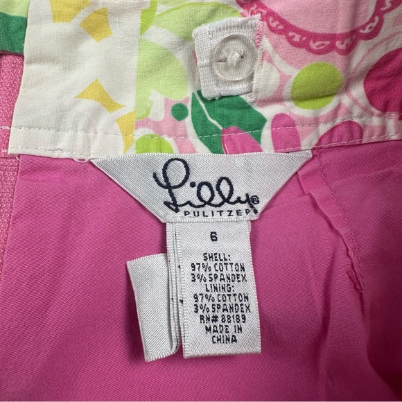 Vintage Lilly Pulitzer Skort Womens SZ 6 Scallop Hem Pink Green Patchwork Floral - Picture 11 of 16